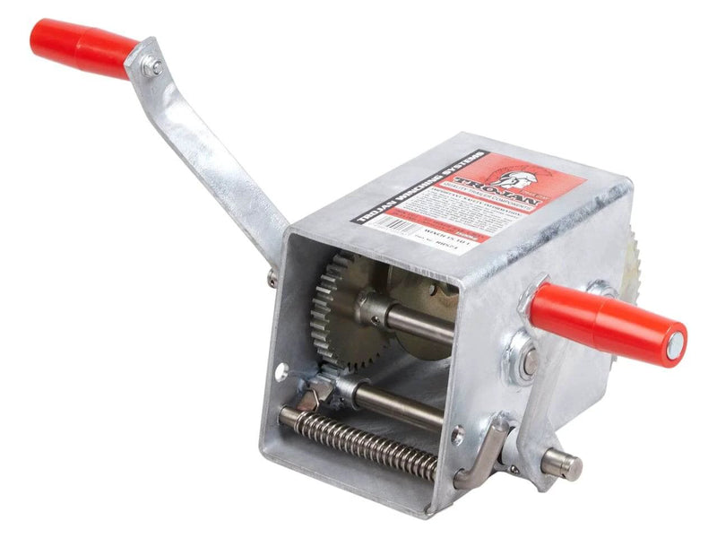 Manual Trailer Winches 15 to 1 Wide Body, Trojan closed top manual trailer winch with winding option.