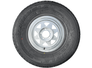 13” Wheel and Tyre assembled Centre: 5 x 4 1/2”, Tyre: 175 x 13” x 8 ply, 740kg tyre , Galvanised Rim T522075