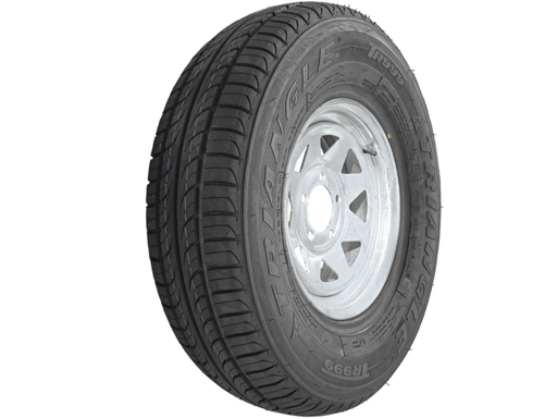 13” Wheel and Tyre assembled Centre: 5 x 4 1/2”, Tyre: 175 x 13” x 8 ply, 740kg tyre , Galvanised Rim T522075