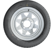 13” Wheel and Tyre assembled Centre: 5 x 4 1/2”, Tyre: 195 x 13” x 8 ply, 900kg tyre , Galvanised Rim