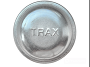 Metal cap with the embossed text "TRAX" on a reflective surface.