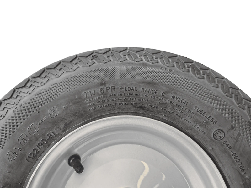 8” Wheel and Tyre assembled Centre: 25mm bearing s 480 x 8” pneumatic tyre, intergral hub , Painted Finish.