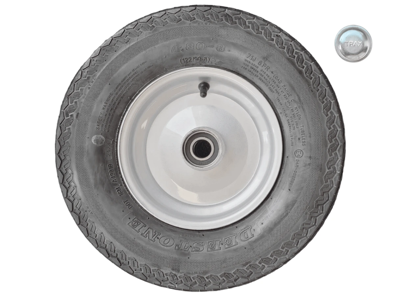 8” Wheel and Tyre assembled Centre: 25mm bearing s 480 x 8” pneumatic tyre, intergral hub , Painted Finish