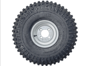 8” Wheel and Tyre assembled Centre: 4 x 4” with knobbly tyre and galvanised rim