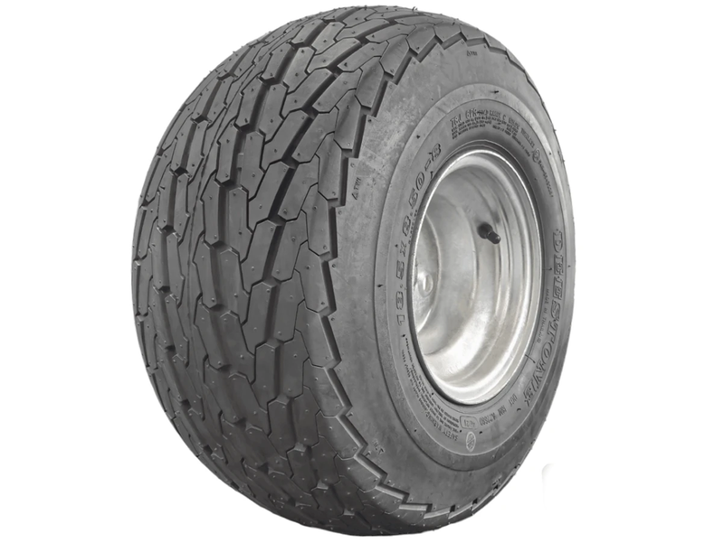 8” Wheel and Tyre assembled Centre: 4 x 4”, Tyre: 18 x 850 x 8” pneumatic tyre , Galvanised Rim
