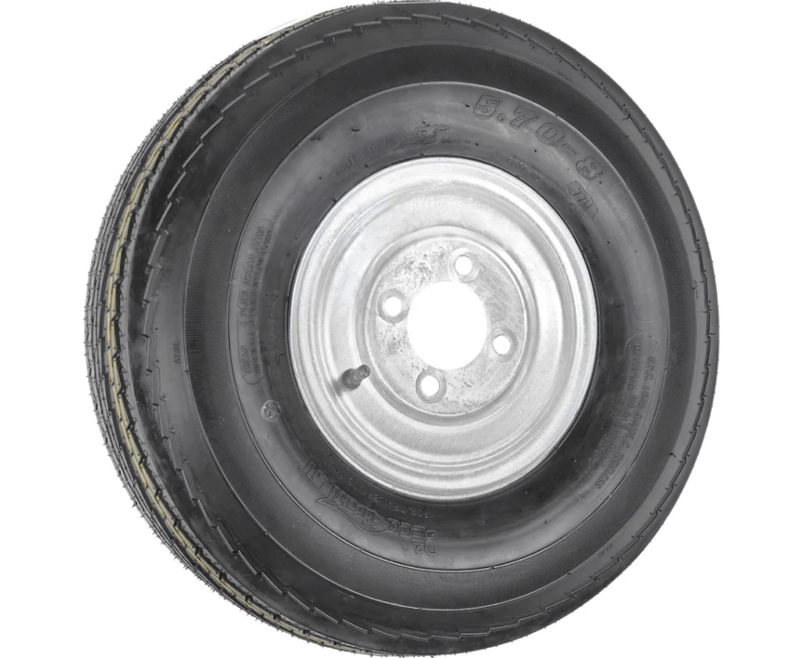 8” Wheel and Tyre assembled Centre: 4 x 4”, Tyre: 570 x 8” pneumatic tyre , Galvanised Rim