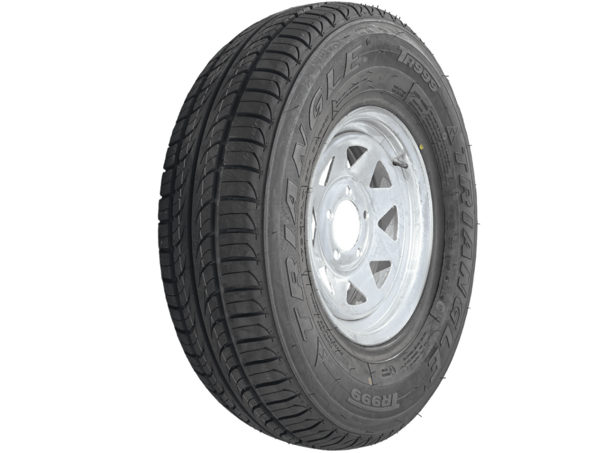 13” Wheel and Tyre assembled Centre: 5 x 4 1/2”, Tyre: 175 x 13” x 8 ply, 740kg tyre , Galvanised Rim T522075 - Action Outdoors Kiwi