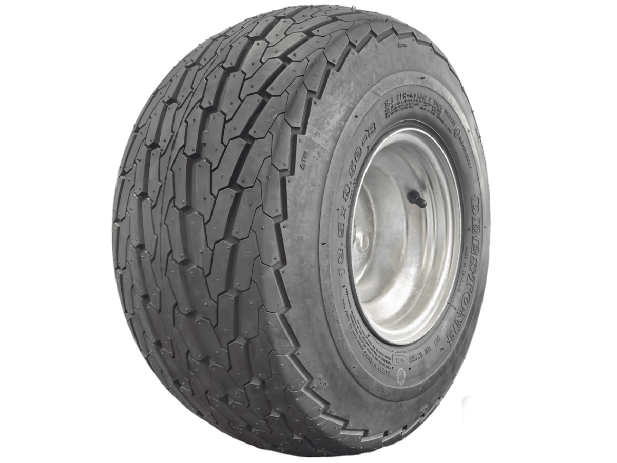 8” Wheel and Tyre assembled Centre: 4 x 4”, Tyre: 18 x 850 x 8” pneumatic tyre , Galvanised Rim - Action Outdoors Kiwi