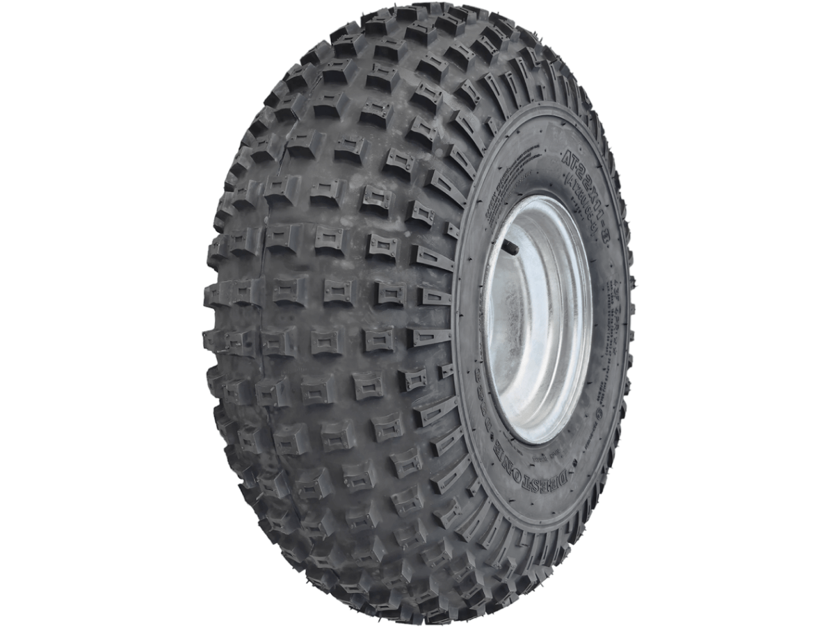 8” Wheel and Tyre assembled Centre: 4 x 4”, Tyre: 22/11 x 8” pneumatic knobbly tyre , Galvanised Rim - Action Outdoors Kiwi