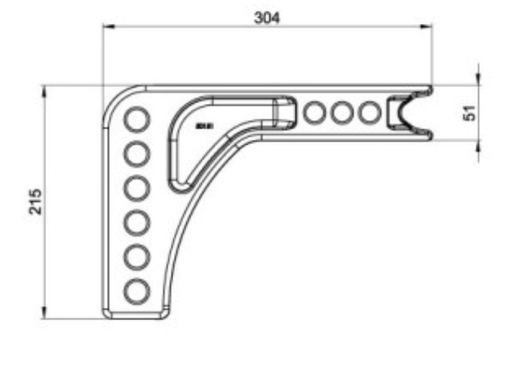 Cast Shank - 30MM Drop technical drawing with dimensions 304x51x215 mm.