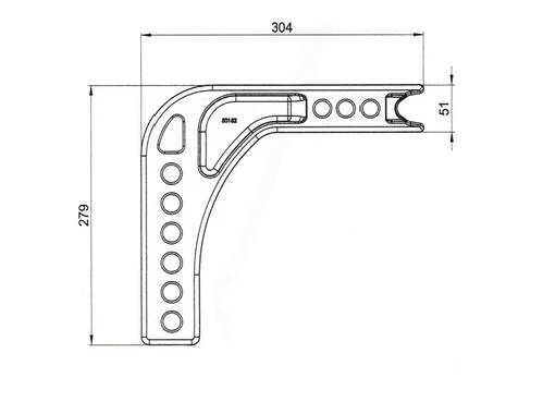 Technical drawing of a Cast Shank - 95MM Drop with defined dimensions for installation and assembly.