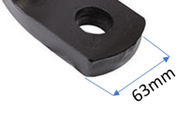 Hitch Cush Ballmnt 2" 6" Drop 10k lbsGVW close-up showing 63mm measurement on black ball mount.
