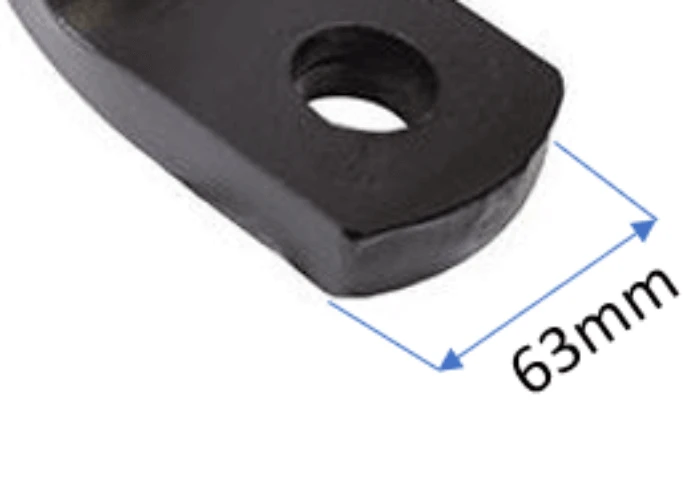 Hitch Cush Ballmnt 2" 6" Drop 10k lbsGVW close-up showing 63mm measurement on black ball mount.