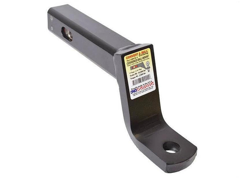 Hitch Cush Ballmnt 2" 6" Drop 10k lbsGVW lightweight black cushioned ball mount for towing.