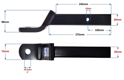 Trailer Ball Mount - 98x245mm - 3500kg - In Store showing dimensions and specifications
