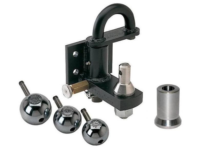 Pintle hitch PH-1 (Reworked) with chrome balls and locking mechanism for secure towing.