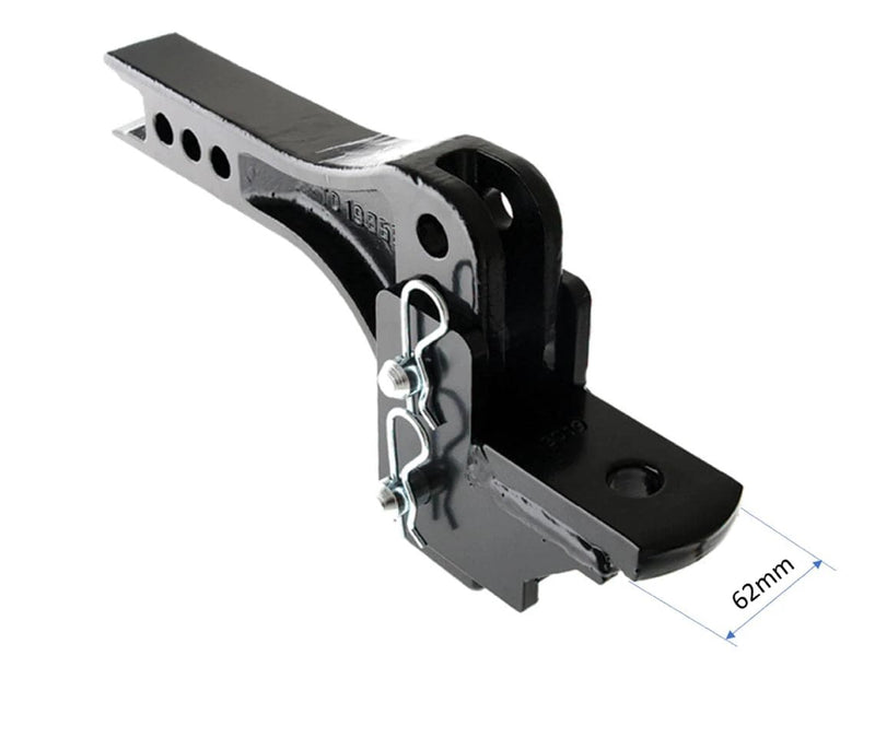 Pro Towball Mount Adjustable Heavy Duty close-up showing 62mm measurement of mounting bracket.