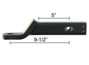 Tbm Hitch cush  2" 2" Drop 10k lbsGVW dimensions 5" wide and 9-1/2" long, showcasing the design and measurements.
