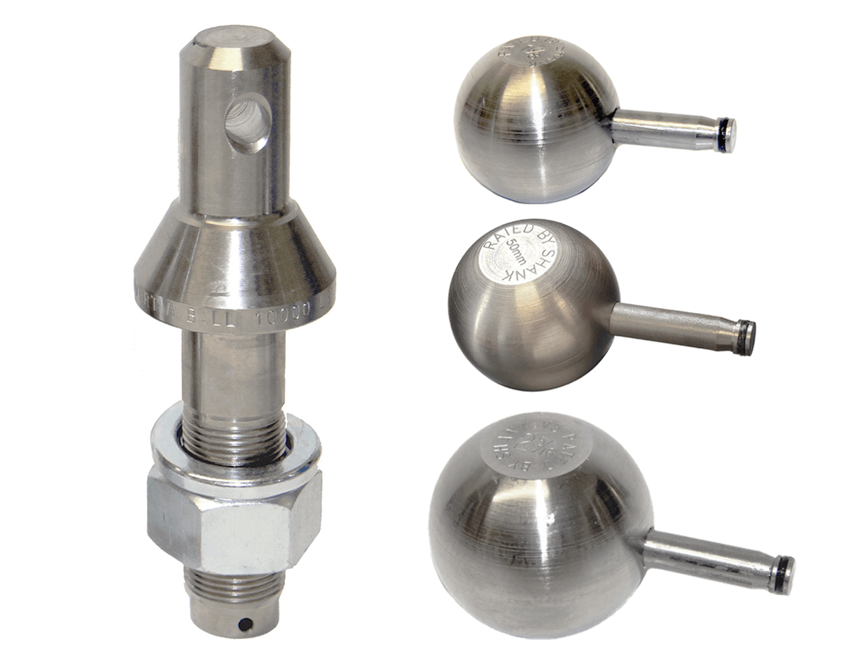 Convert-a-ball  1" 3 ball Stainless Steel 02T3 kit featuring stainless steel shank and three balls.