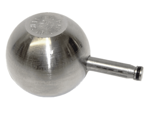 Convert-a-ball  2 5/16" ball Carbon Steel 02TA silver ball with an attachment point for towing applications.