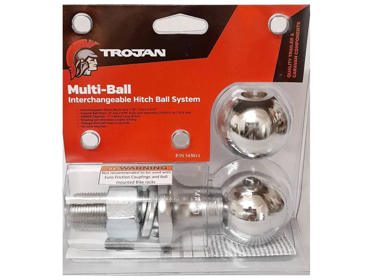 Trojan Tow Balls Kit Towball Multi Ball Kit 1" X 60MM Shank T543011
