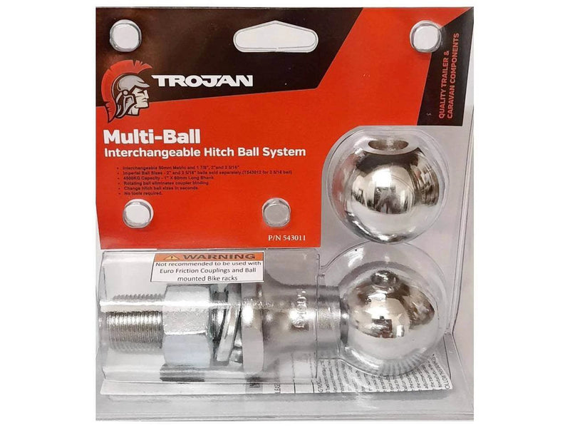 Towball Multi Ball Kit 1" X 60MM Shank T543011 with interchangeable hitch balls and durable shank.
