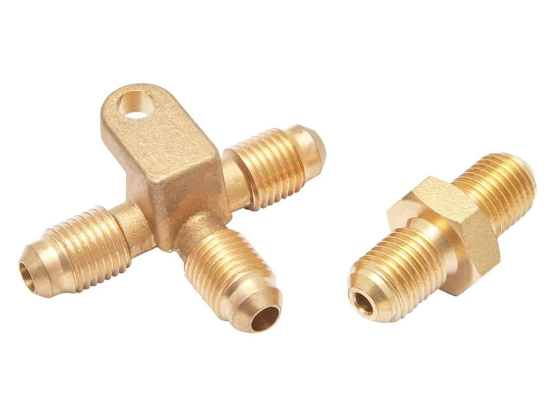 Brake Hose and Fitting Kit Single Axle S/Steel - Brass fittings for hydraulic brake systems.