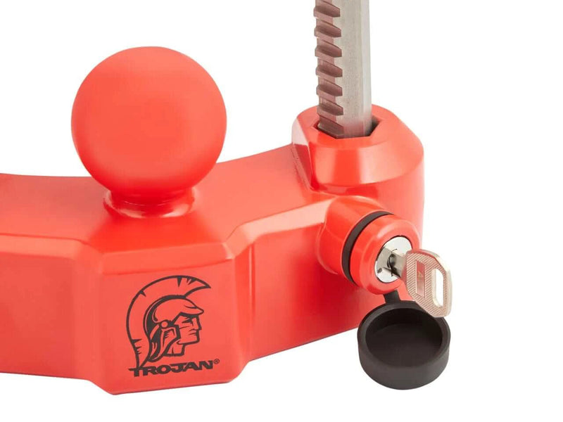Coupling Lock HD Protector featuring a bright red heavy duty design and hexagonal steel locking mechanism.