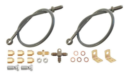 Brake Hose Kit Single Axle S/Steel Banjo including stainless steel braided hoses and fittings for hydraulic systems.