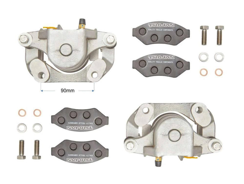 Caliper Set Hydraulic - Cast Iron with brake pads, mounting hardware, and corrosion-resistant features.