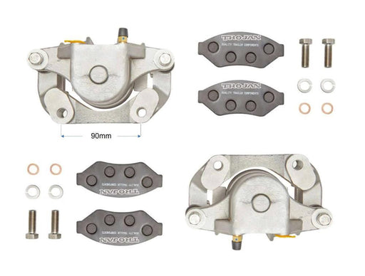 Caliper Set Hydraulic - Cast Iron with brake pads, mounting hardware, and corrosion-resistant features.