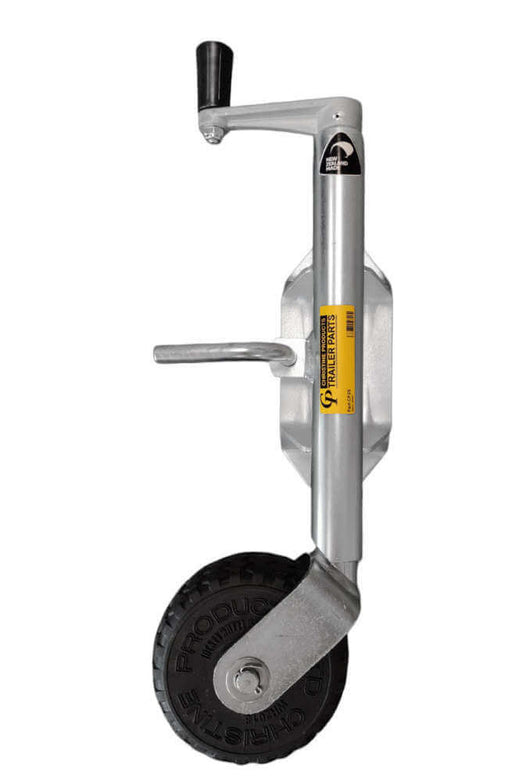 CP JW 150KG 155X65 Rubber Wheel Bolt On with zinc plated swivel mount and solid rubber wheel.