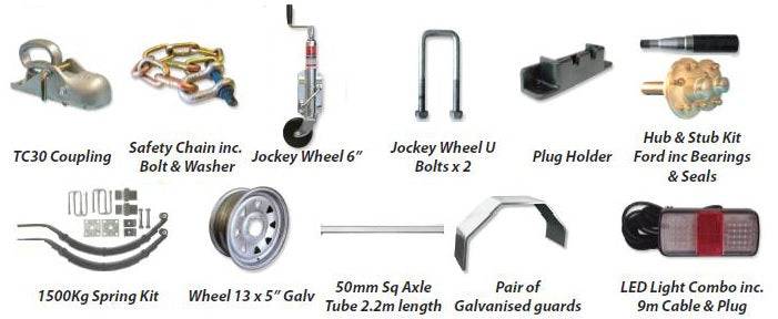Trojan Trailer Kit 1500kg Single axle non brkd trailer 13"