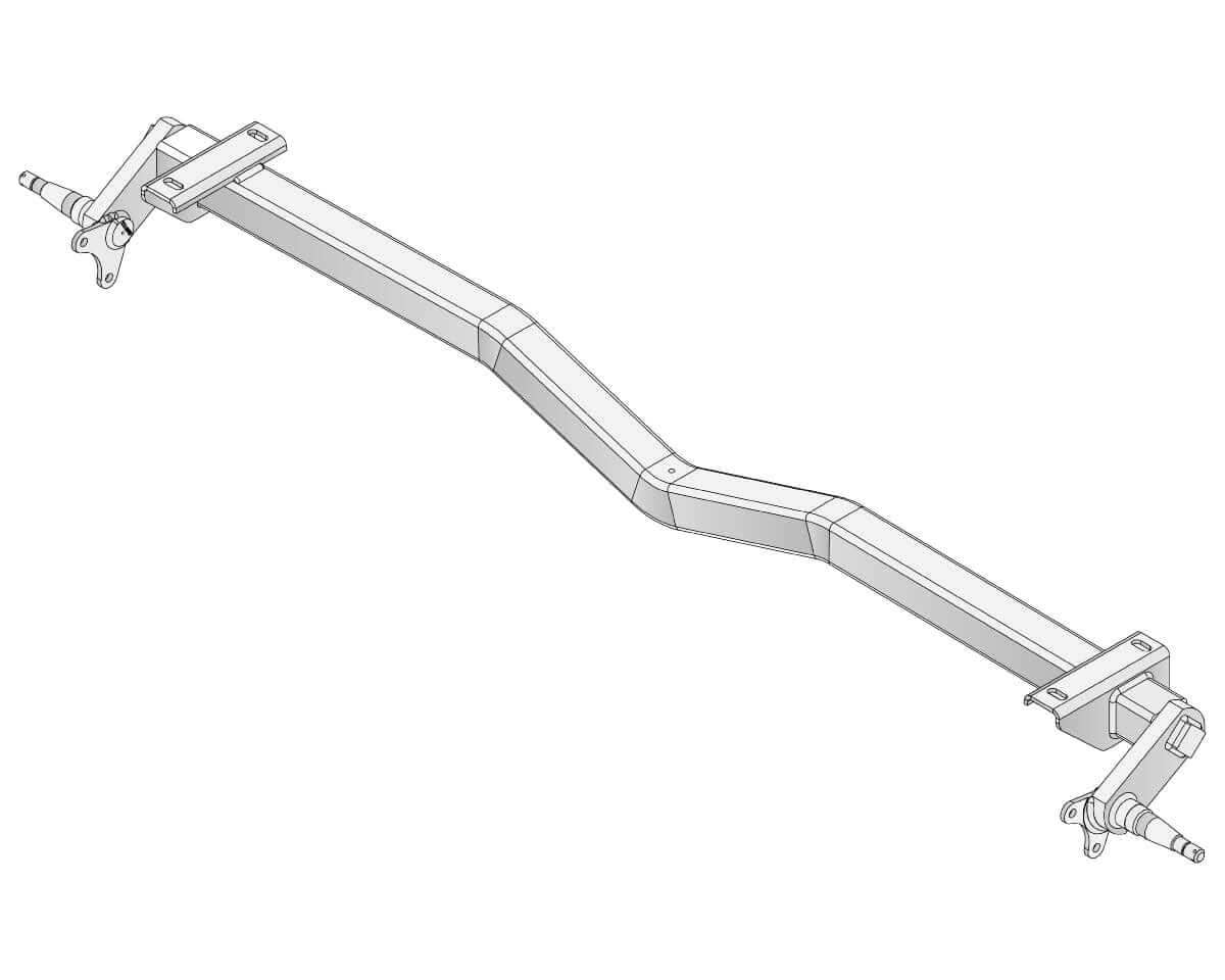 Full Beam Duratorque, 1000-1500kg, Gull Wing axle design illustration.