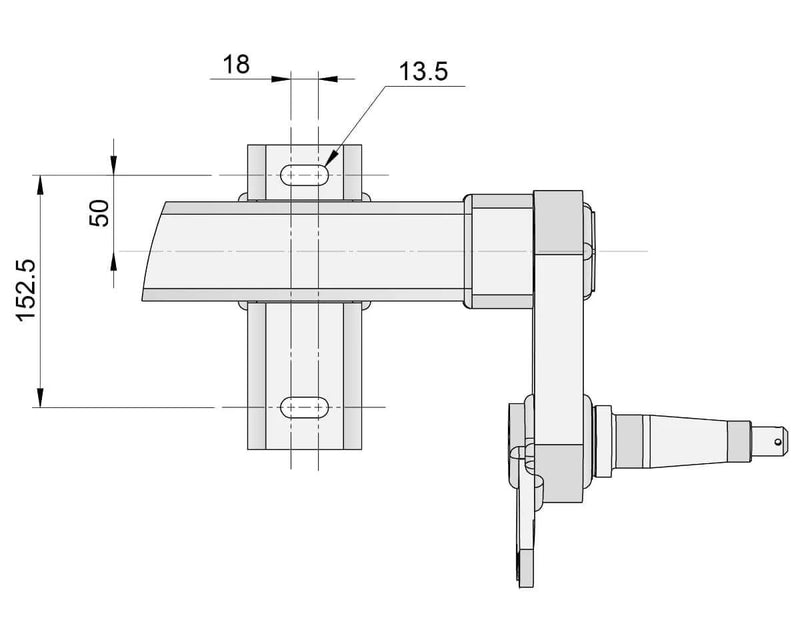 Technical drawing of Full Beam Duratorque, 2200kg, Gull Wing, Low-Rider with dimensions.