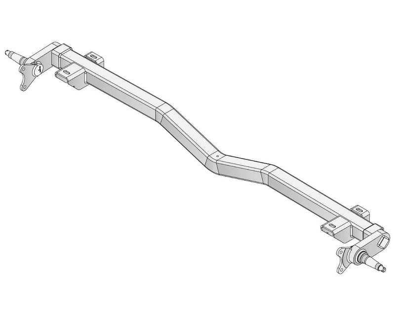 Full Beam Duratorque, 2200kg, Gull Wing, Low-Rider axle illustration for vehicle applications.