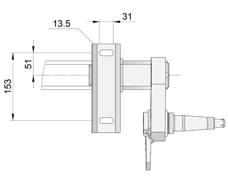 Duratorque Gull-Wing Beam Axle 2200kg technical diagram showing dimensions and specifications.