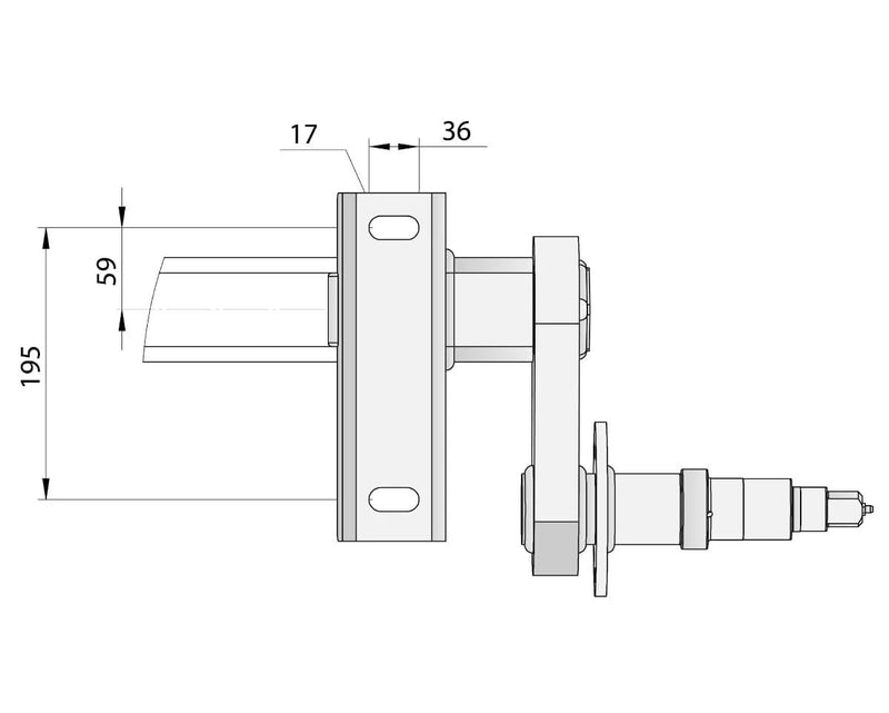 Duratorque Gull-Wing Beam Axle 3000kg diagram with dimensions for trailer suspension system.