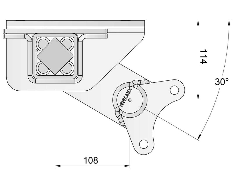 Half-beam Duratorque Left - 1000kg Per Pair - Retro technical drawing with dimensions and details.