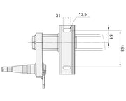 Half-beam Duratorque Left - 1500kg Per Pair - Retro product detail with dimensions and technical specifications.
