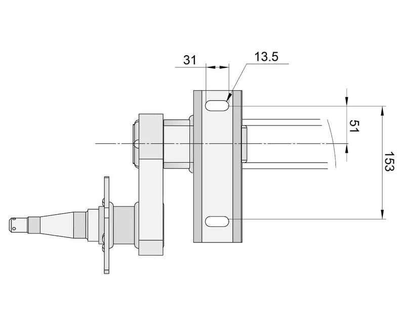Half-beam Duratorque Left - 1750kg Per Pair - 10" Drum technical drawing with dimensions