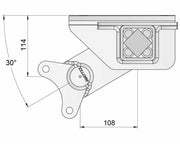 Half-beam Duratorque Right - 1500kg Per Pair - Retro - technical drawing showing dimensions and angles.