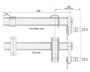 Half-beam Duratorque Right - 1500kg Per Pair T081020RHF technical drawing Front/Rear and Top view