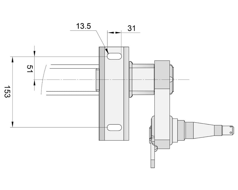 Half-beam Duratorque Right - 1750kg Pair - Retro 225mm Hub technical drawing dimensions