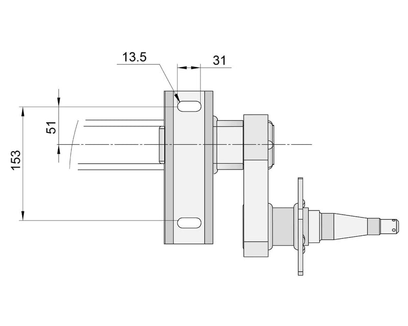Half-beam Duratorque Right - 1750kg Per Pair - 10" Drum technical drawing showing dimensions and design features.
