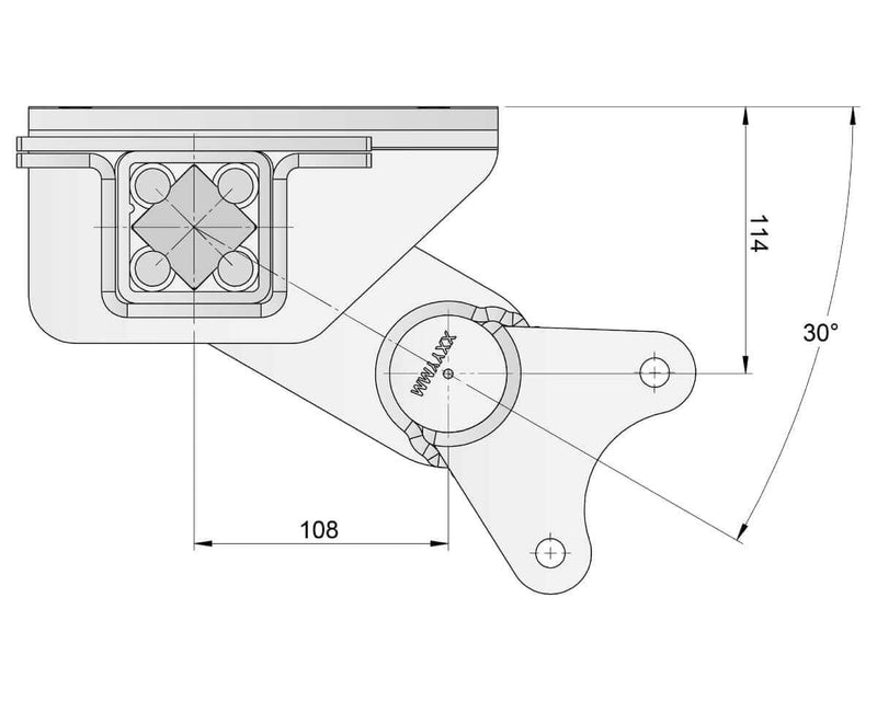 Half-beam Duratorque Right - 2200kg Per Pair - DMW technical drawing with dimensions.
