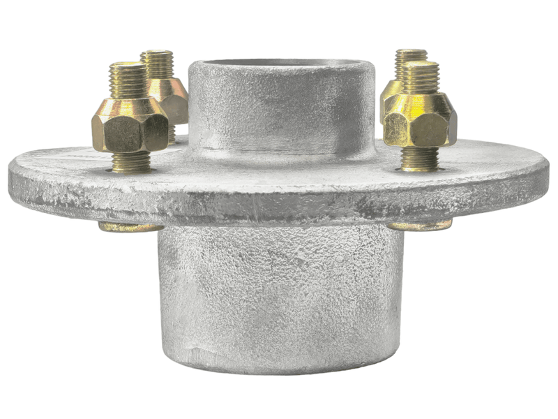 1500kg Early Model Hub - 4x4-1/4x7/16" with bolts and a metallic finish, used for hub spares and bearing kits.