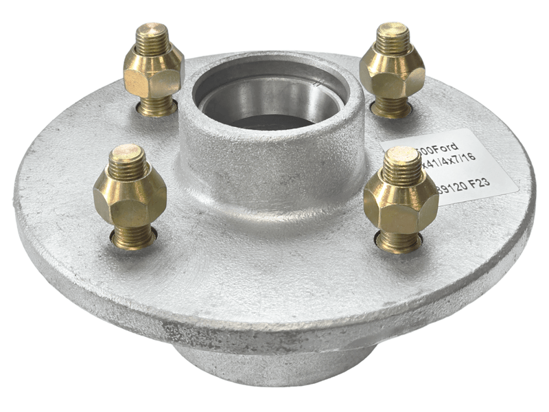 1500kg Early Model Hub - 4x4-1/4x7/16" showing a detailed view of the hub with four bolt holes and brass nuts.