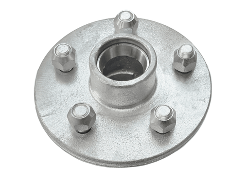 1500kg Early Model Hub - 5x4-1/2"x1/2" featuring a metallic design with bolts and center opening for bearing installation.