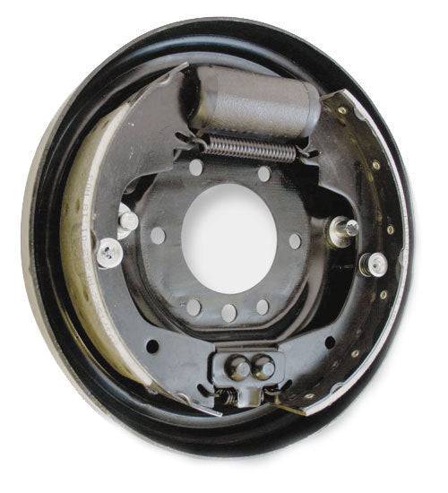1250kg Drum Braked Hub Kit - 9" Hydraulic Drum - 5x4-1/2x1/2 close-up image of drum brake assembly